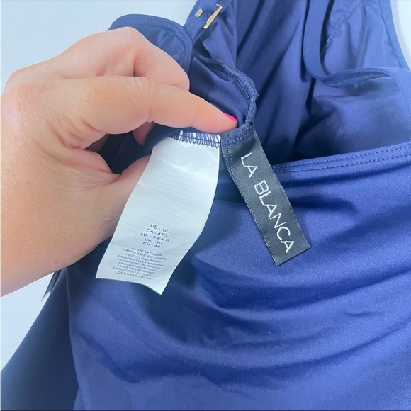 La Blanca Island Goddess Tankini Top Indigo Blue Sz 16 NWT - Picture 8 of 9
